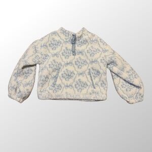 Derek Heart Kids Patterned Sweatshirt Blue Cream sherpa floral
